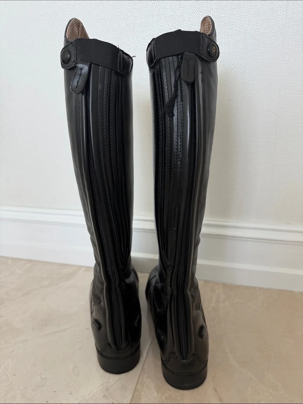 HORZE KIDS Tall Equestrian-Style Leather Boots - Black, Size 37 ( Big Kid 5-5,5)